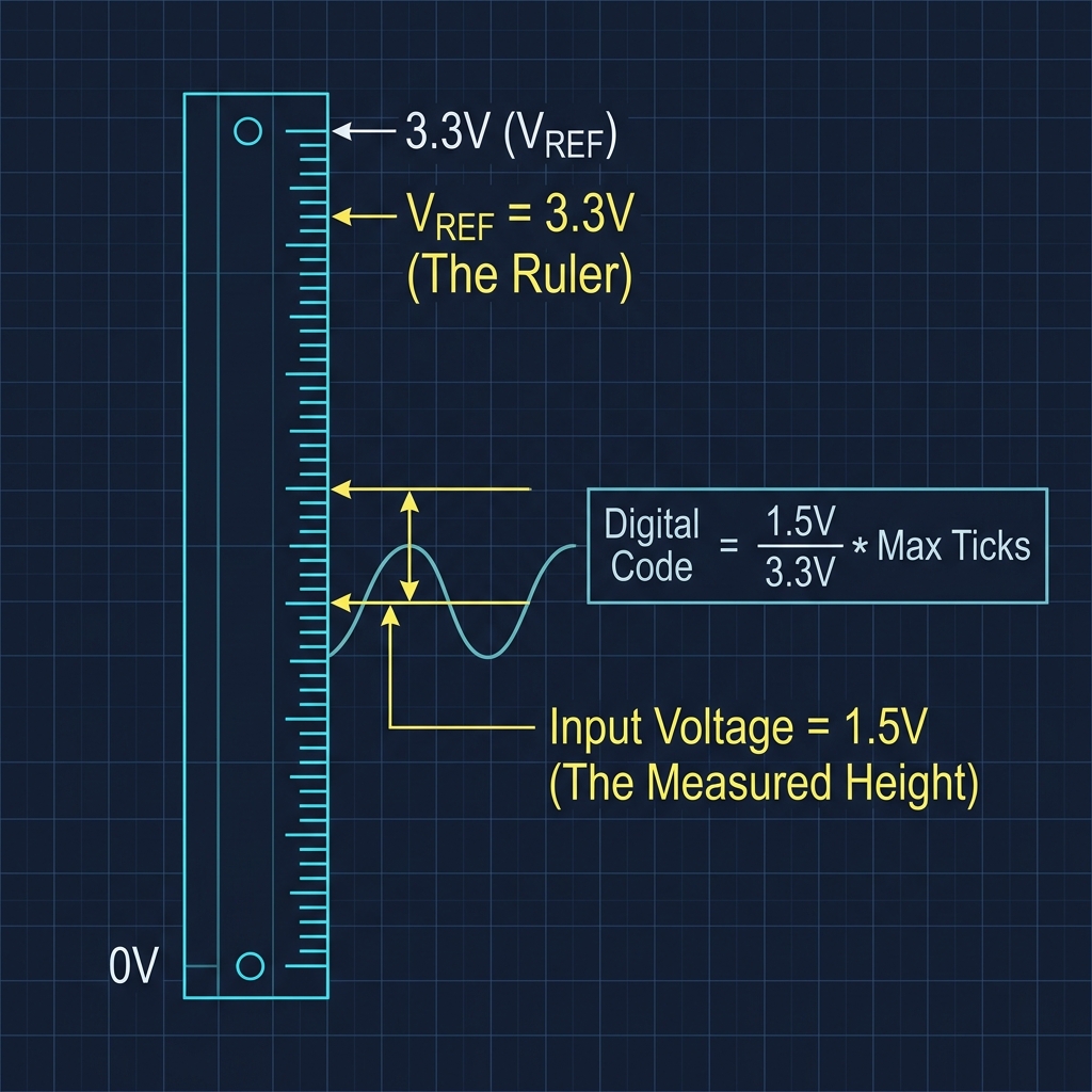 Reference voltage acting as a calibrated measuring scale